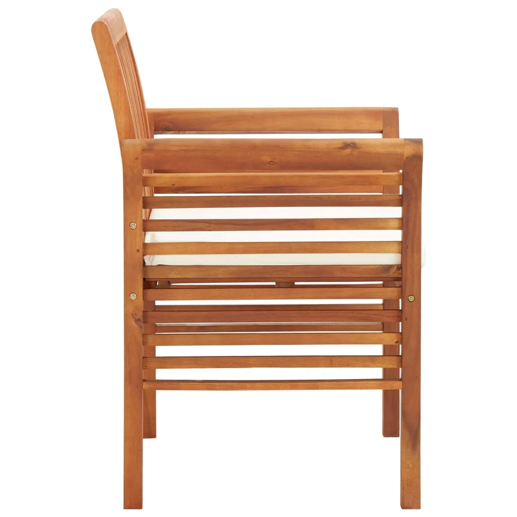 4 pcs Solid Wood Acacia Patio Dining Chairs with Cushions J52547
