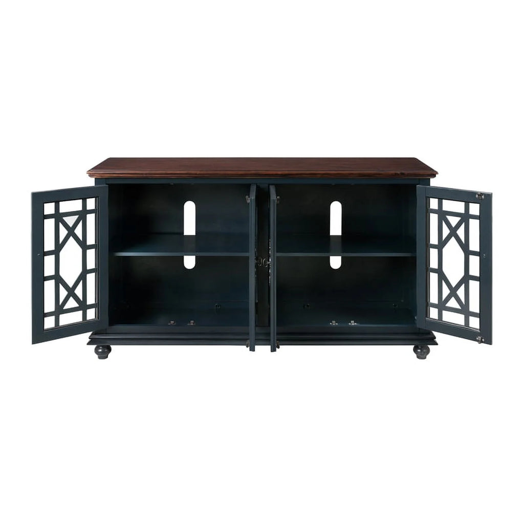 63" TV Stand Catalina Blue with Coffee Walnut Top V474802
