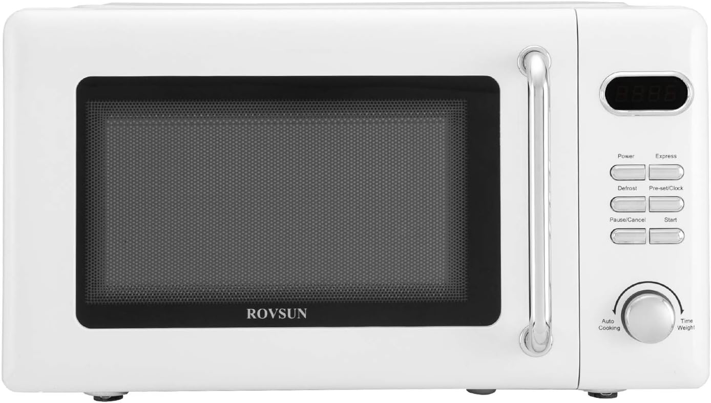 Retro Countertop Microwave Oven, 700W, 5 Micro Power, Glass Turntable, Viewing Window, Child Lock, Blue V319020