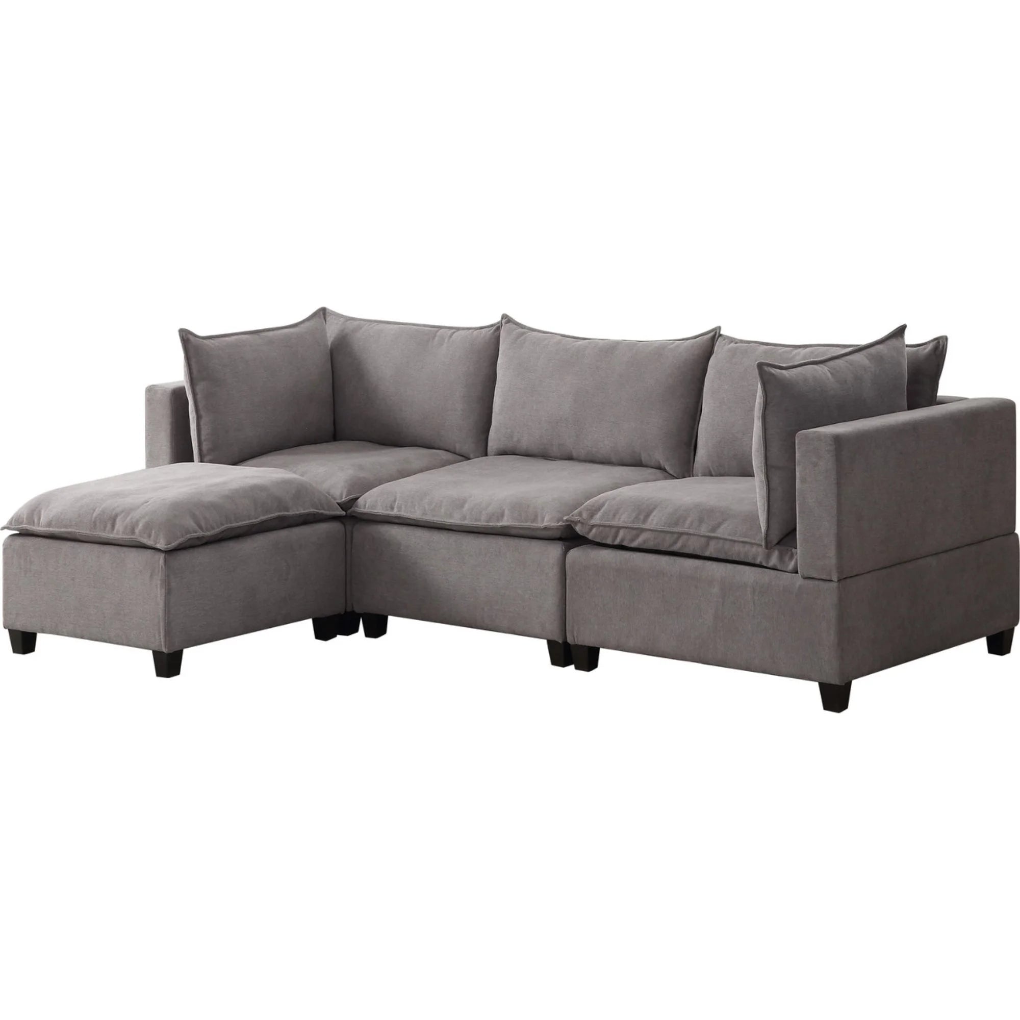 Light Gray Fabric Reversible Sectional Sofa Ottoman E484063