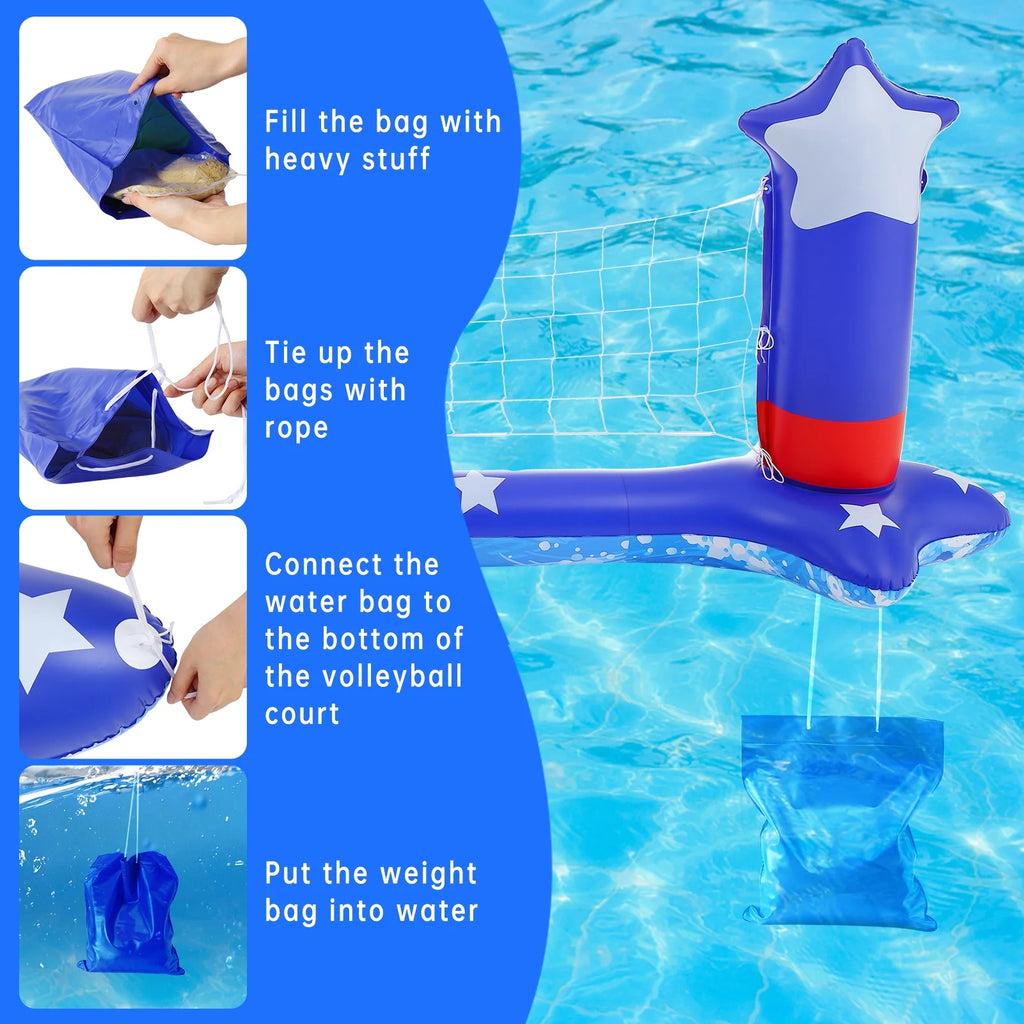 Inflatable Pool Volleyball Game Set with Basketball Hoops V1785