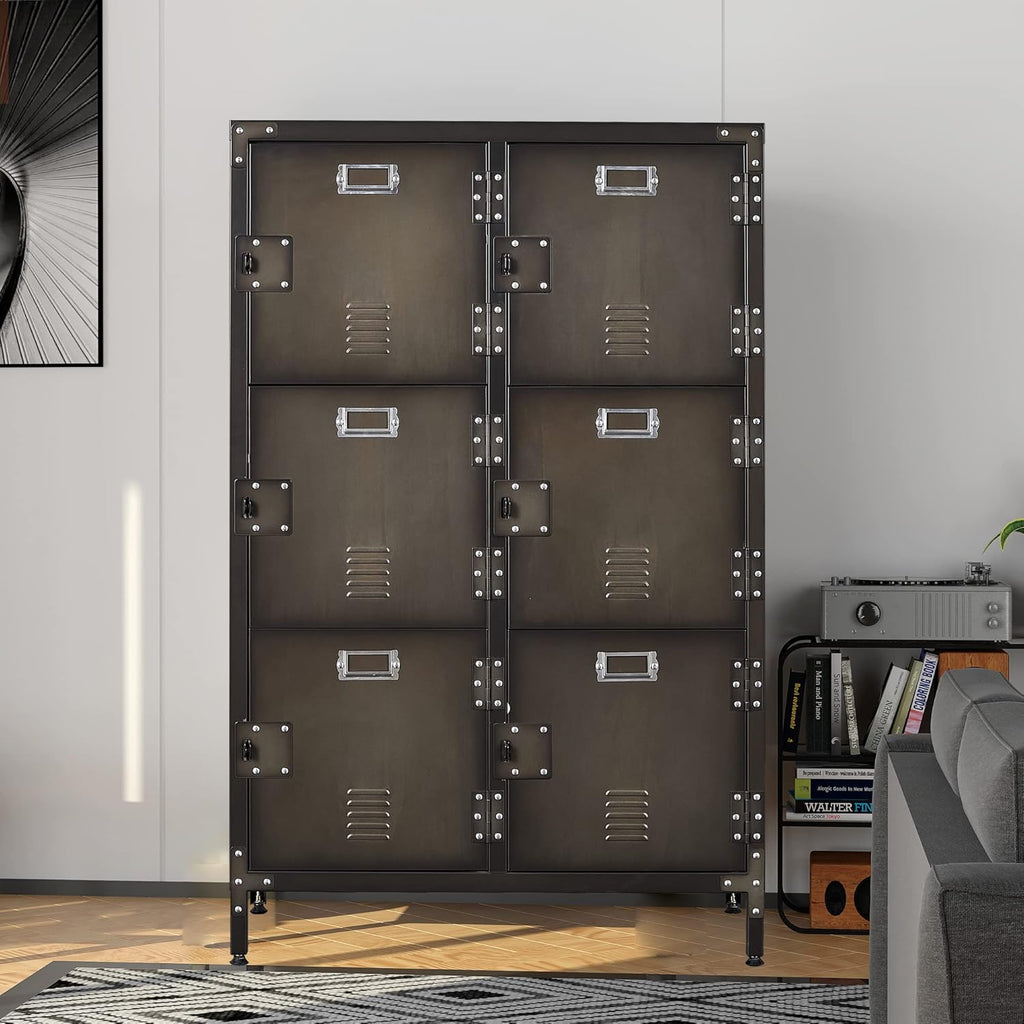 Metal Storage Cabinet with 4 Doors, 55 Height Steel Cabinet with Lockable Doors B664