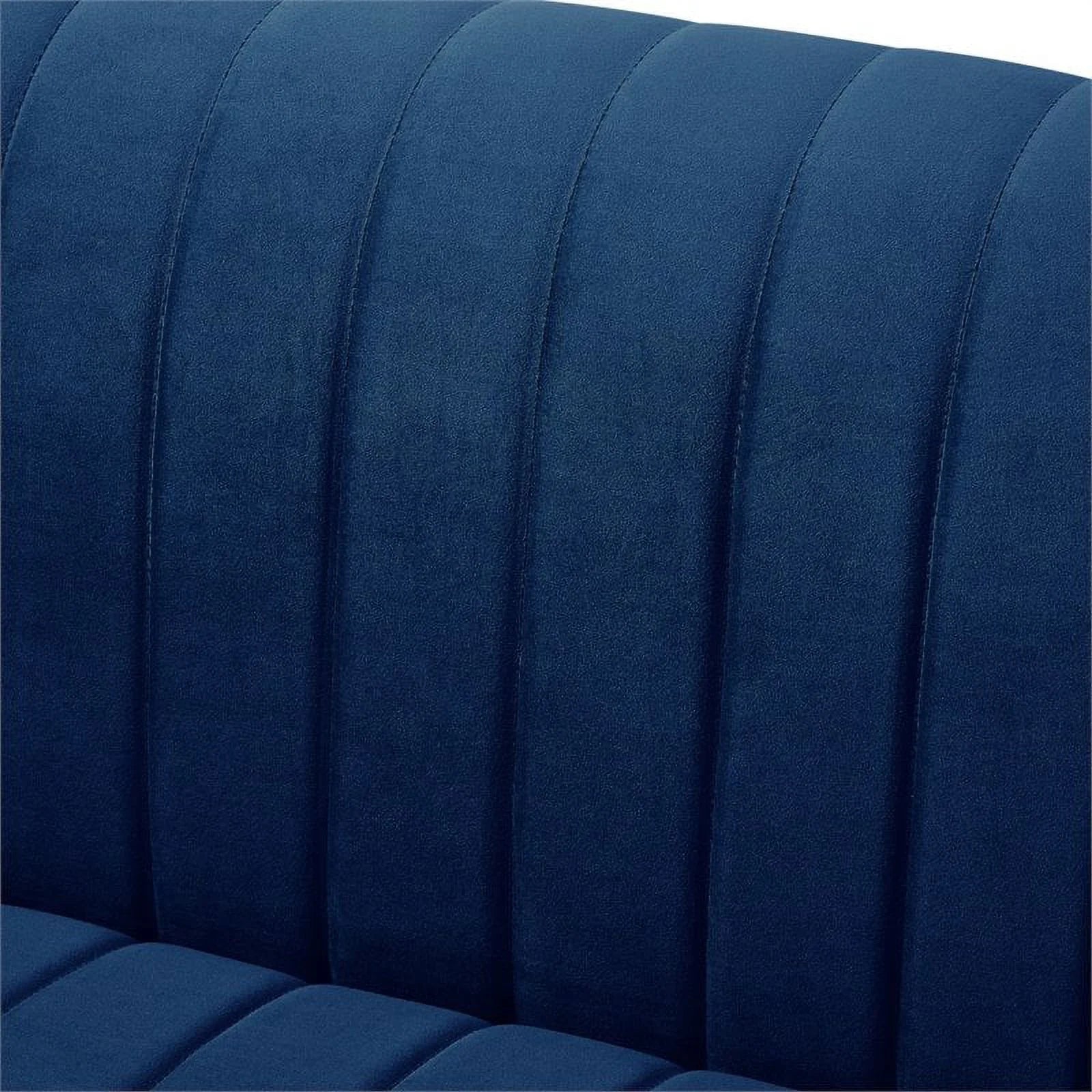 Navy Blue Velvet Loveseat with Chrome Base V10671