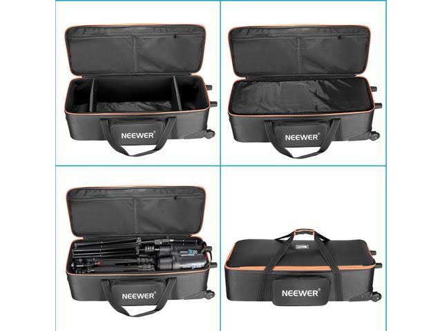 Photo Studio Equipment Trolley Carry Bag with Straps Padded Compartment Wheel D697