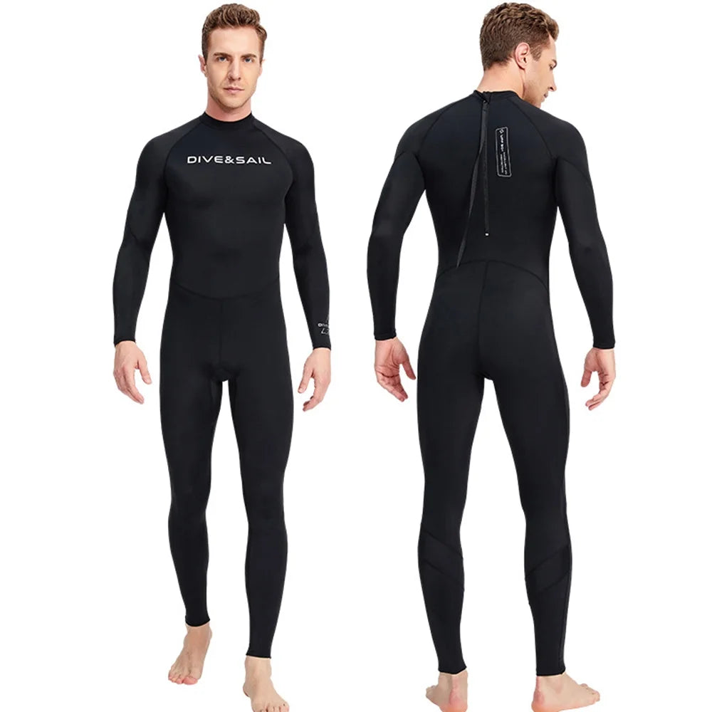 Men One Piece Swimsuit with Back Zipper Quick Dry Long Sleeve Surf Suit X6811