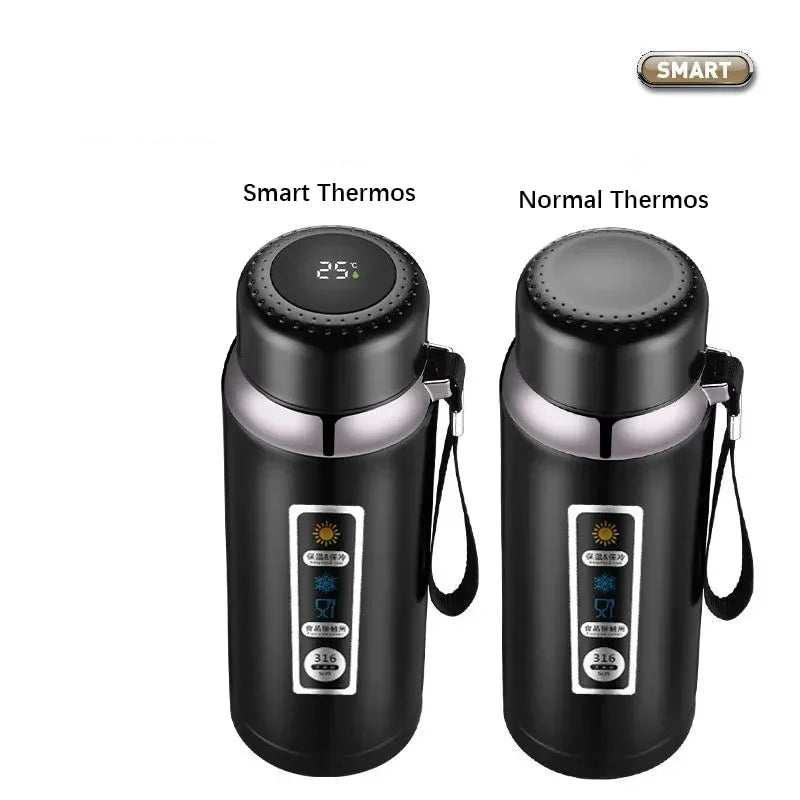 316 Stainless Steel Thermos Bottle Vacuum Flask With Tea Separation Filter LED Temperature Display Leakage-proof Cup 1.0L blue K55998