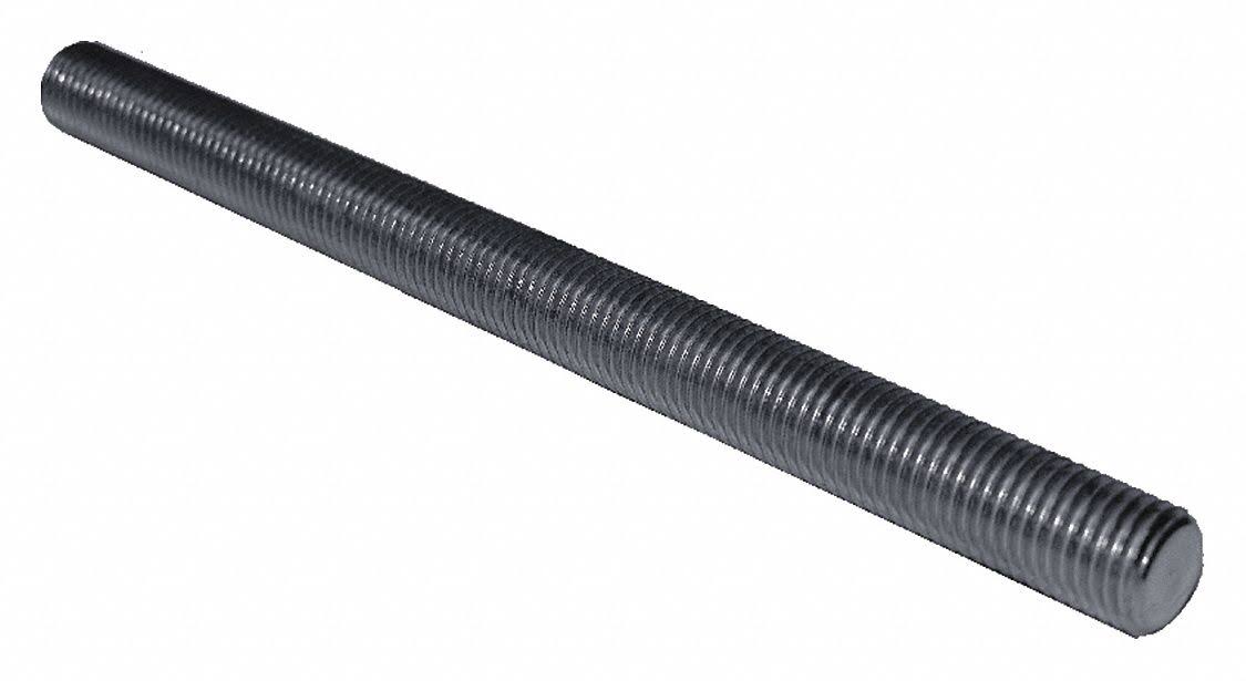 Threaded Rod, Steel, 1 Ft., Black, Pk3 Z2543