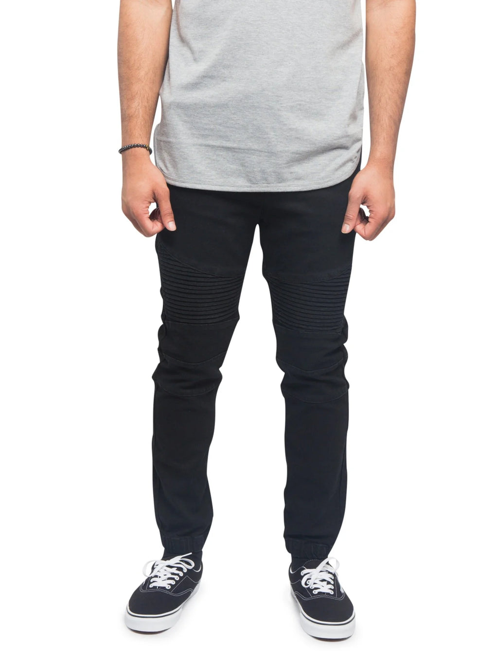 Slim Fit Biker Denim Jogger Jeans Black 4XL P12753