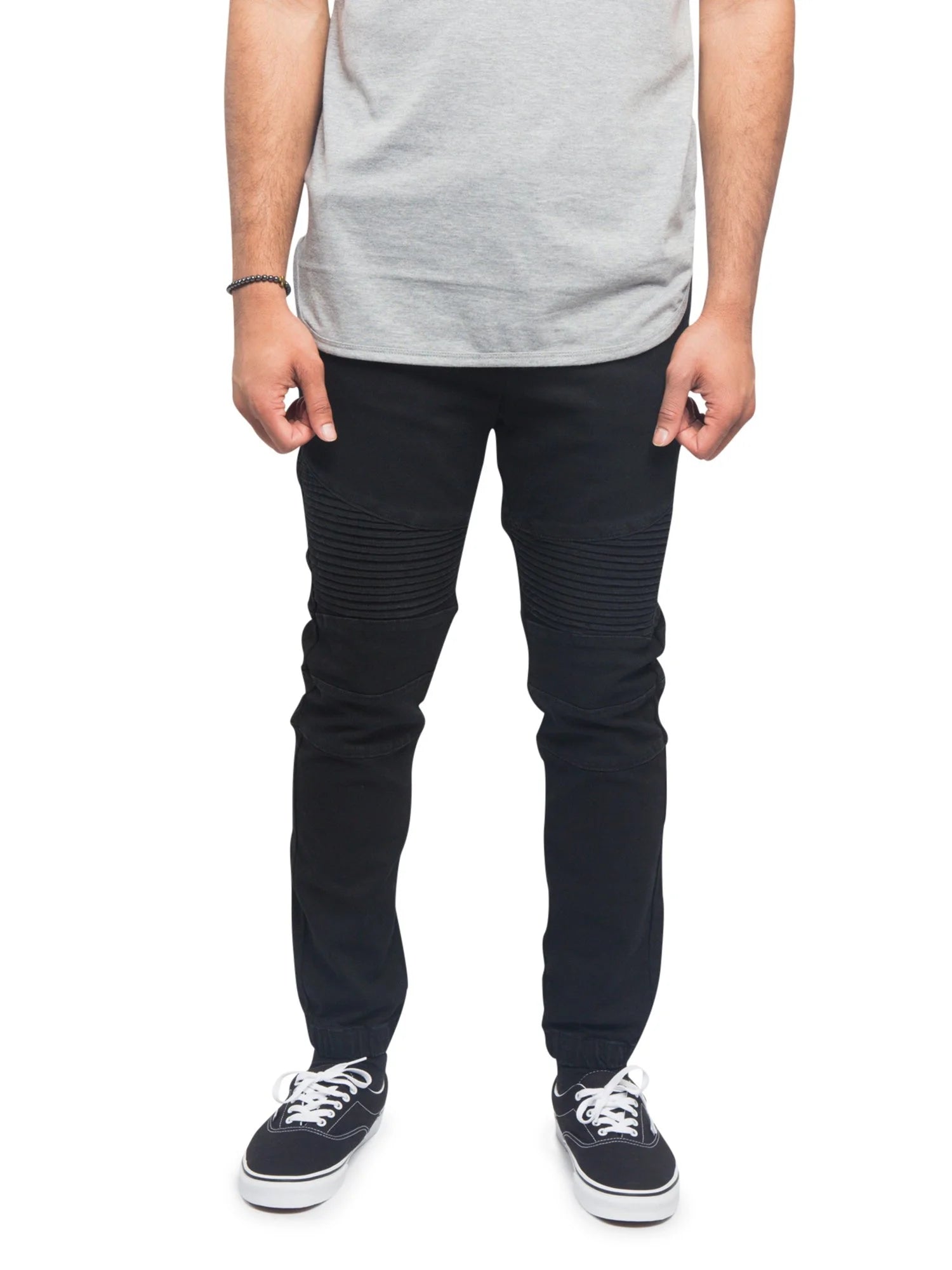 Slim Fit Biker Denim Jogger Jeans Black 4XL P12753