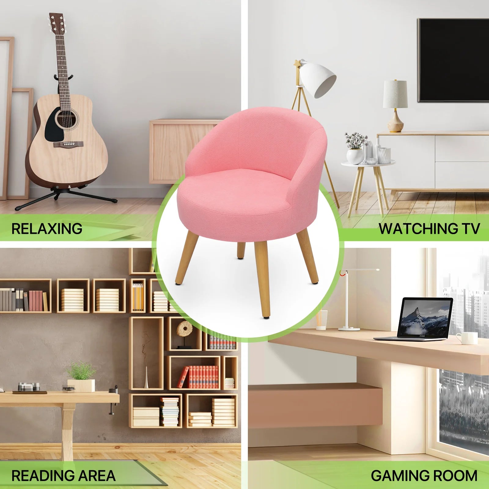 Macaron Pink Upholstered Vanity Chair H94766