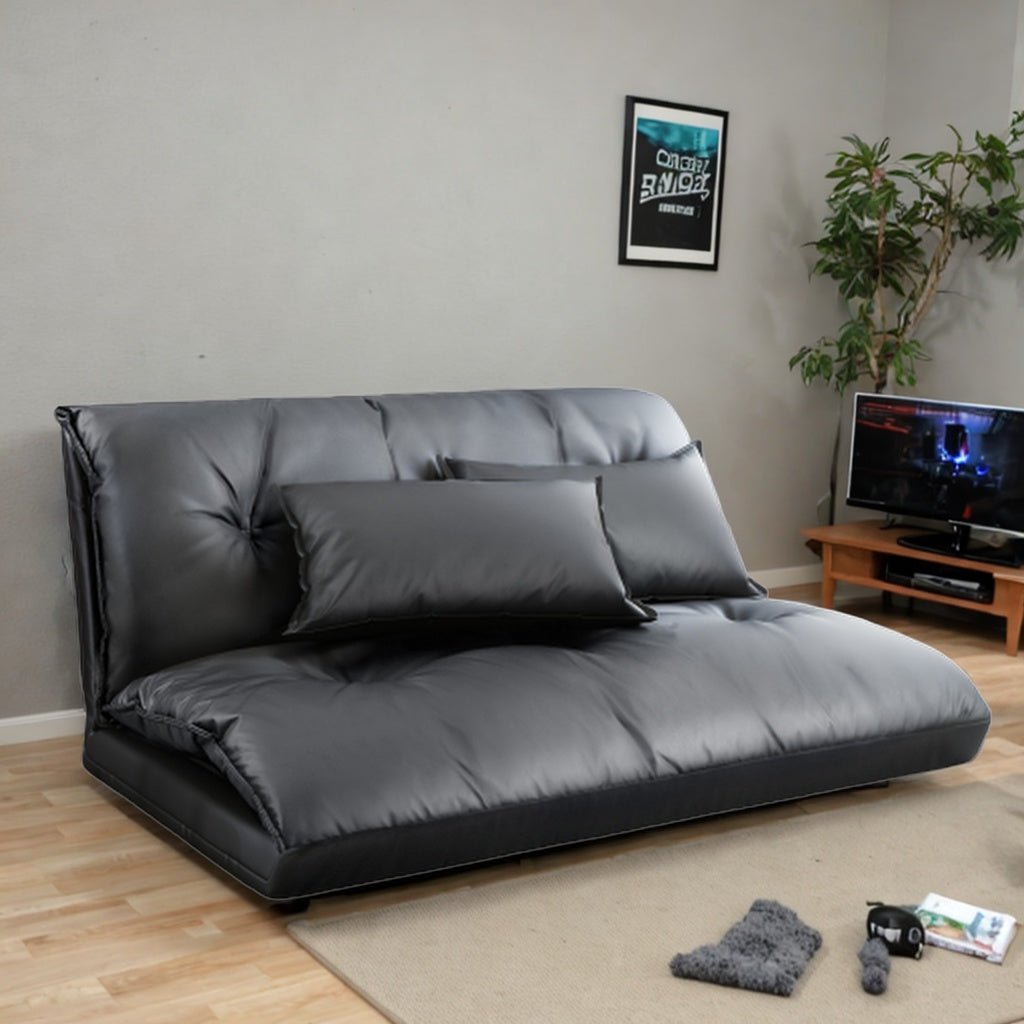 Adjustable Folding Futon Sofa with Two Pillows U641578