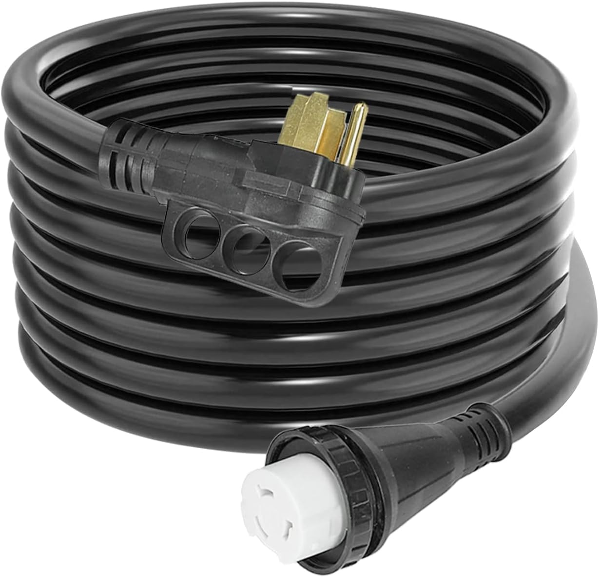 25FT 30 AMP RV Power Cord with Handles 10 Gauge Heavy Duty Weatherproof Electrical Cable B7243