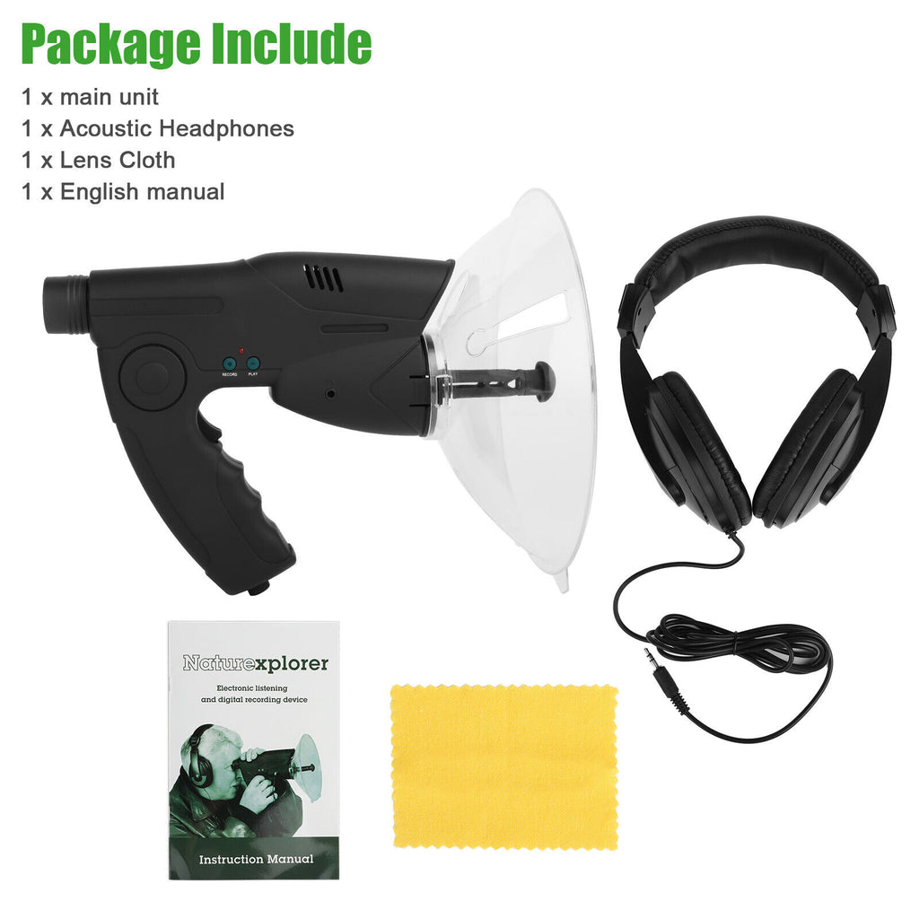 Parabolic Sonic Listening Device Microphone Amplifier 8X Bionic Ear E1802