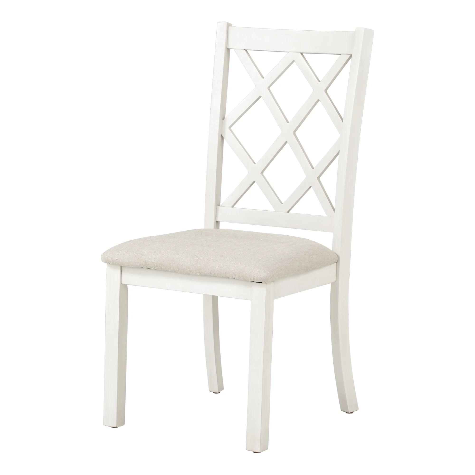 Beige Solid Wood Upholstered Dining Chairs, Set of 4 J37976