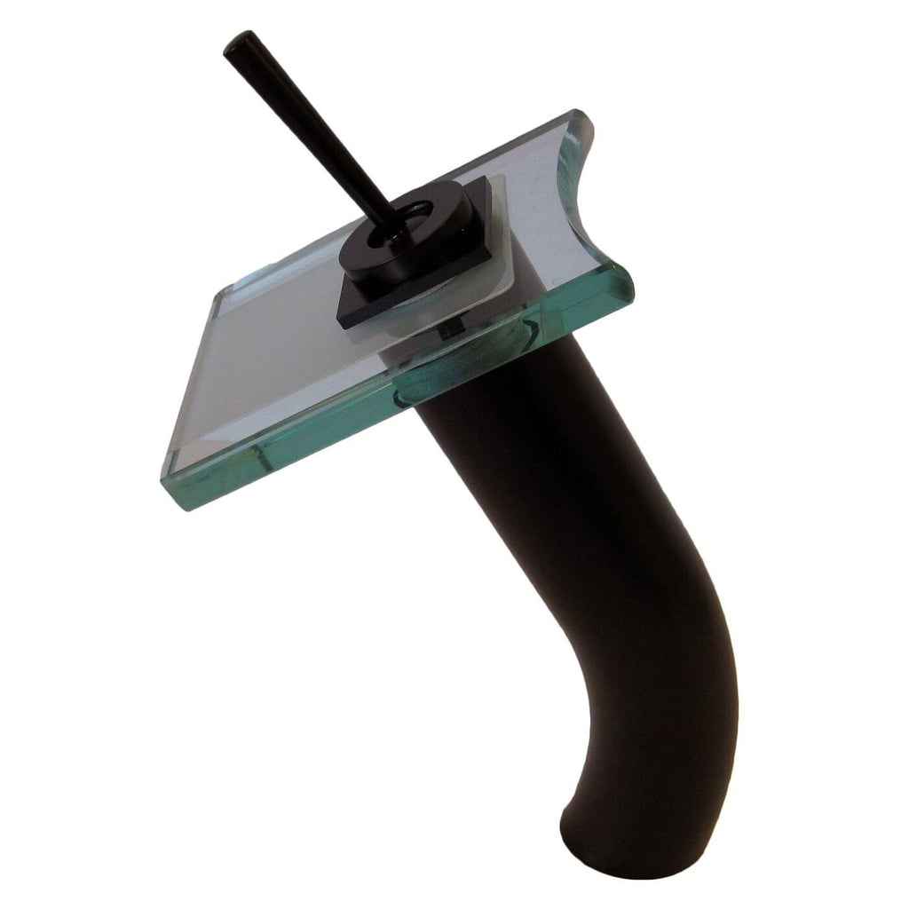 1.8 GPM Single Hole Waterfall Vessel Bathroom Faucet Oil Rubbed Bronze Brown Glass G323