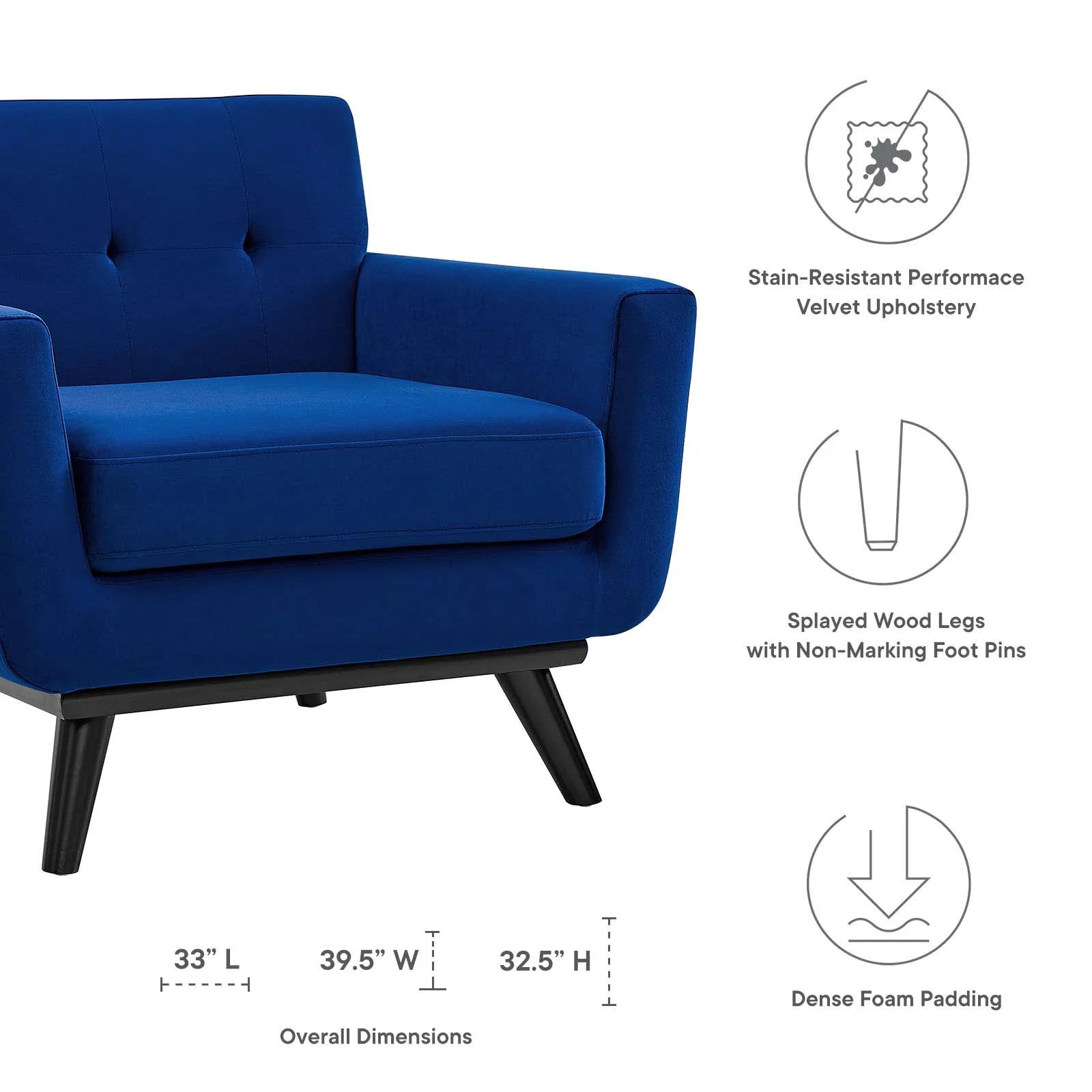 Navy Performance Velvet Armchair N72825