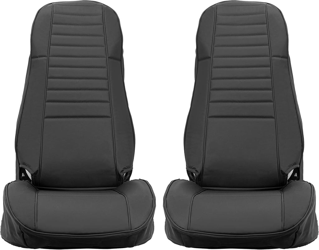 Black Faux Leather Seat Covers Front High-Back Bucket Seats & Rear Bench Seat Q5374