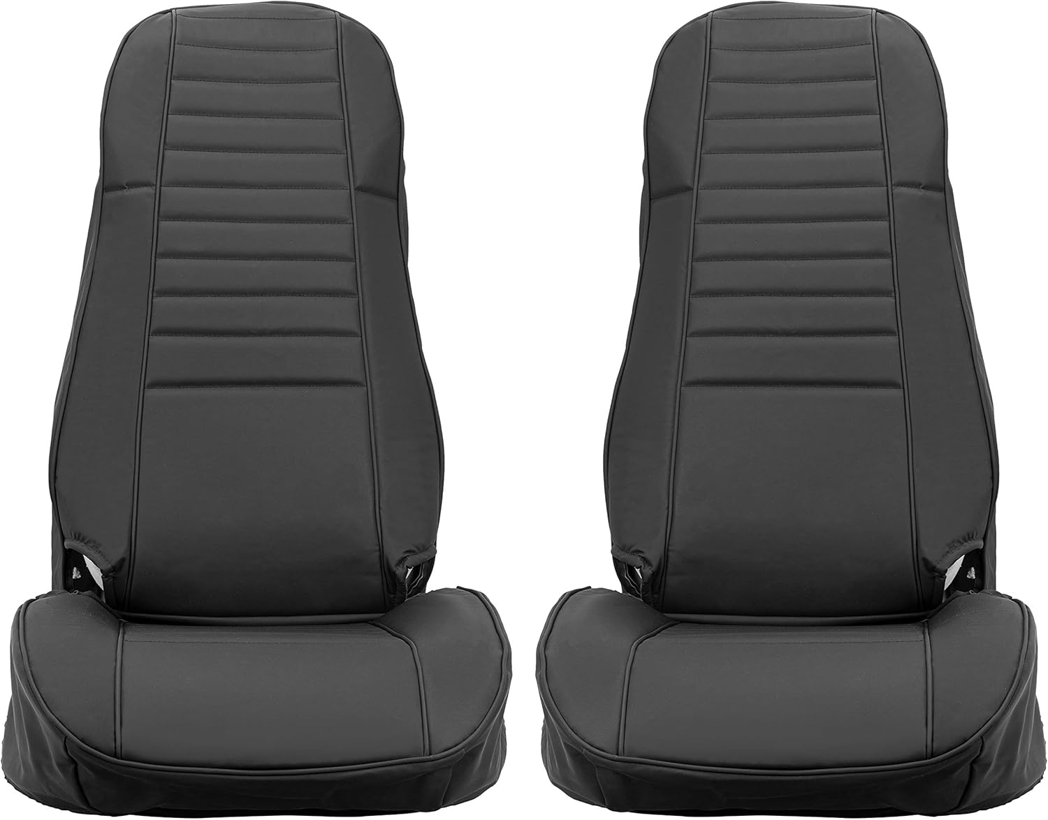 Black Faux Leather Seat Covers Front High-Back Bucket Seats & Rear Bench Seat Q5374