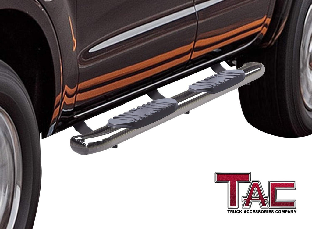 5 Oval Bend Stainless Steel Side Bars Step Rails for 2019-2022 Ford Ranger SuperCrew Cab (2 pcs) B86898