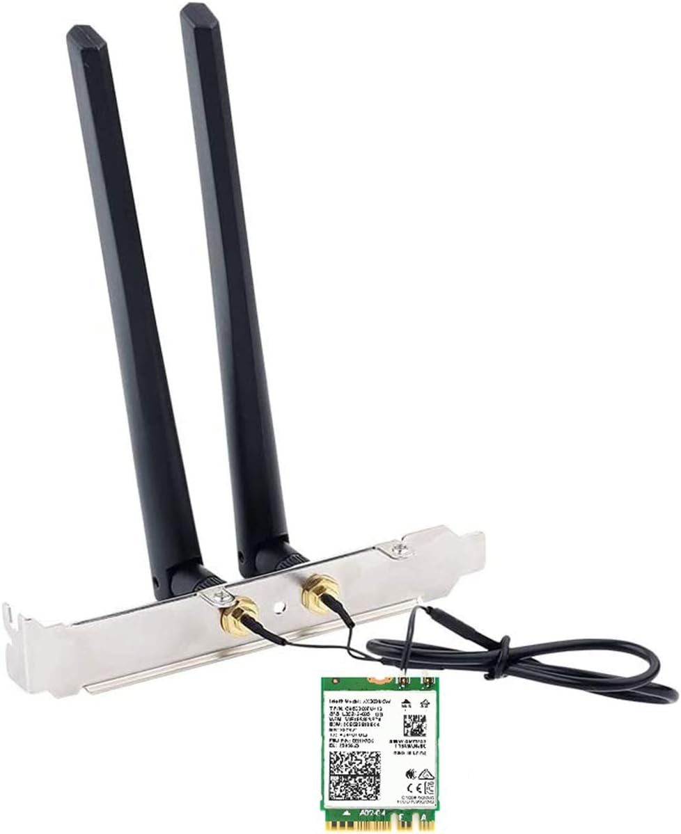 WiFi 6E Desktop Kit, AX210, 2230, 2x2 AX+BT 5.2, Tri-Band, 5dBi Antennas and Brackets Pack of 2 V771268