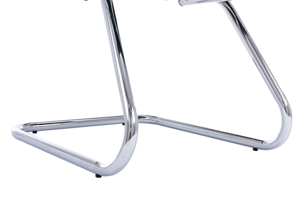 Black Faux Leather Office Guest Chair Set of 2 with Metal Sled Base I798750