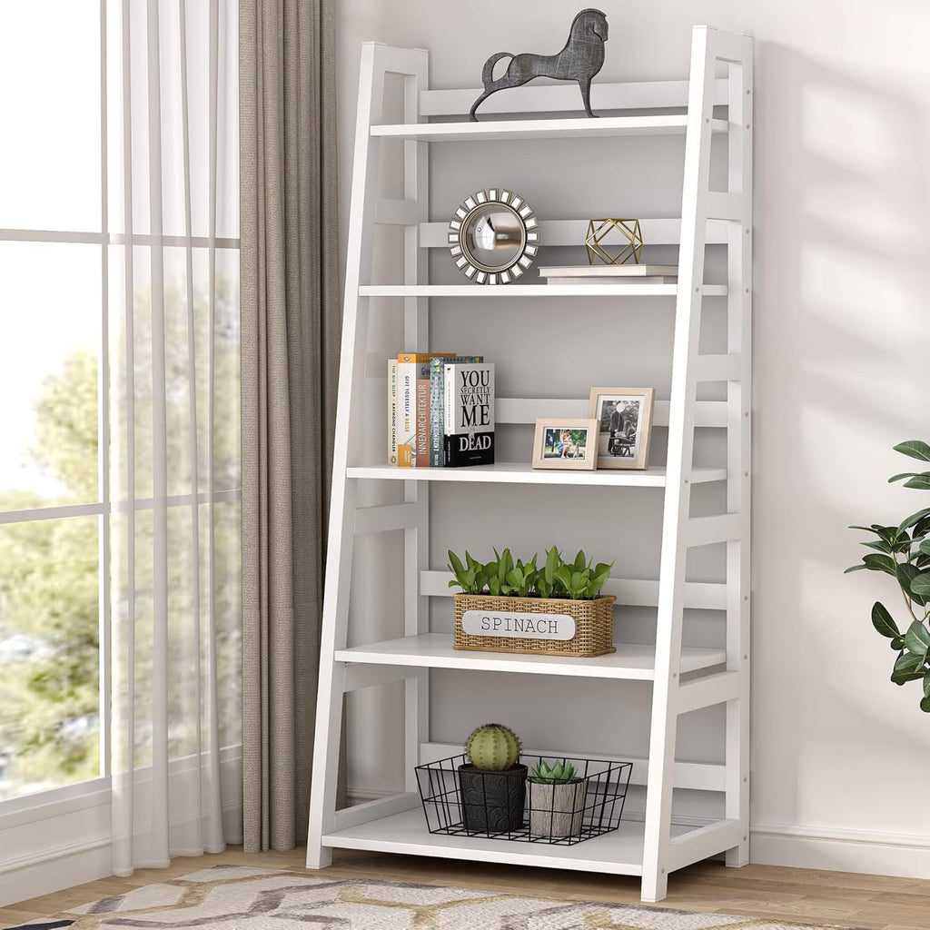 5-Tier White Ladder Bookshelf Q41712