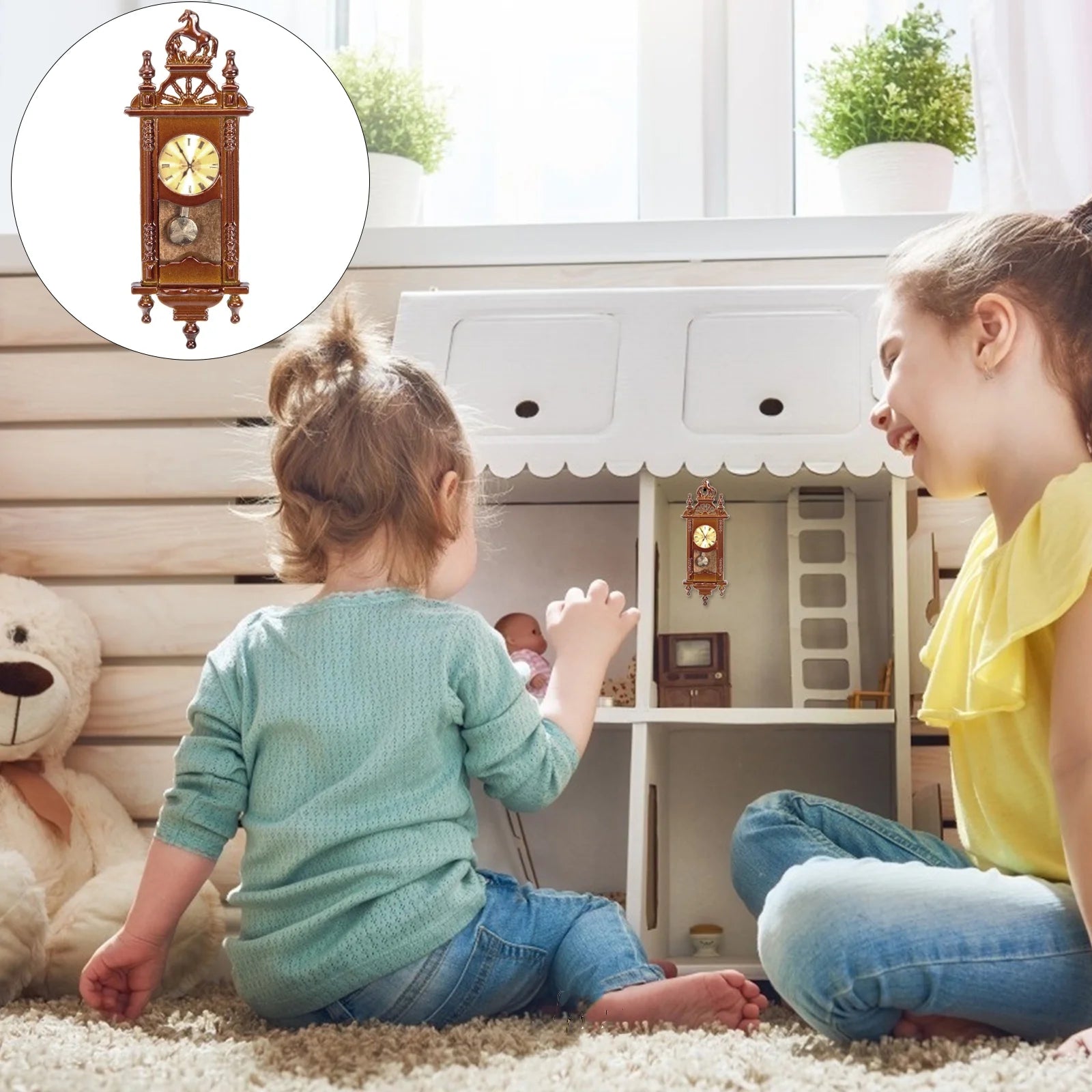 Metal Dollhouse Hanging Clock Toy Doll Furniture S131