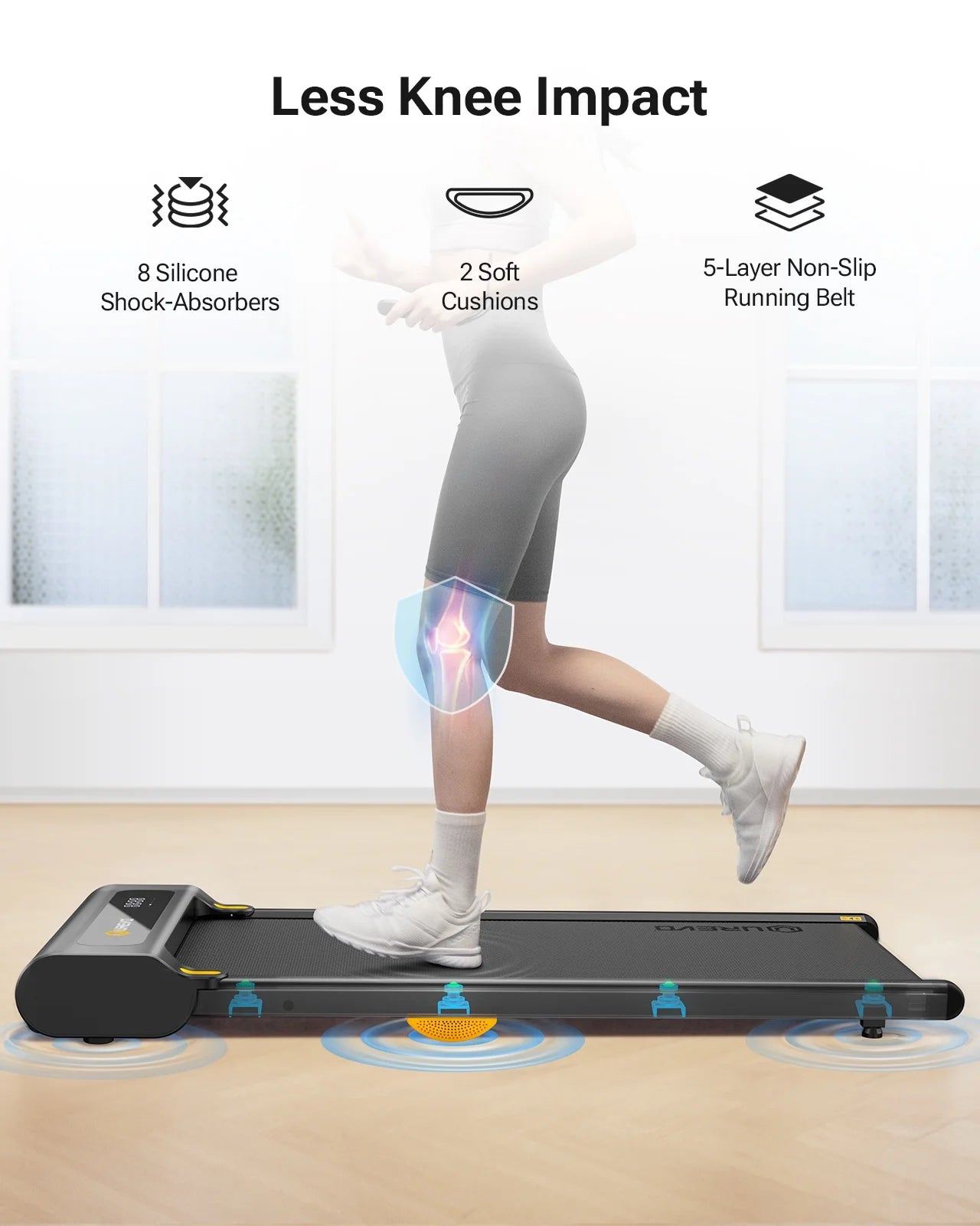 Under Desks Treadmill Walking Pad, Mini Treadmill 2.25HP 265 lb Capacity with Remote Control O9424