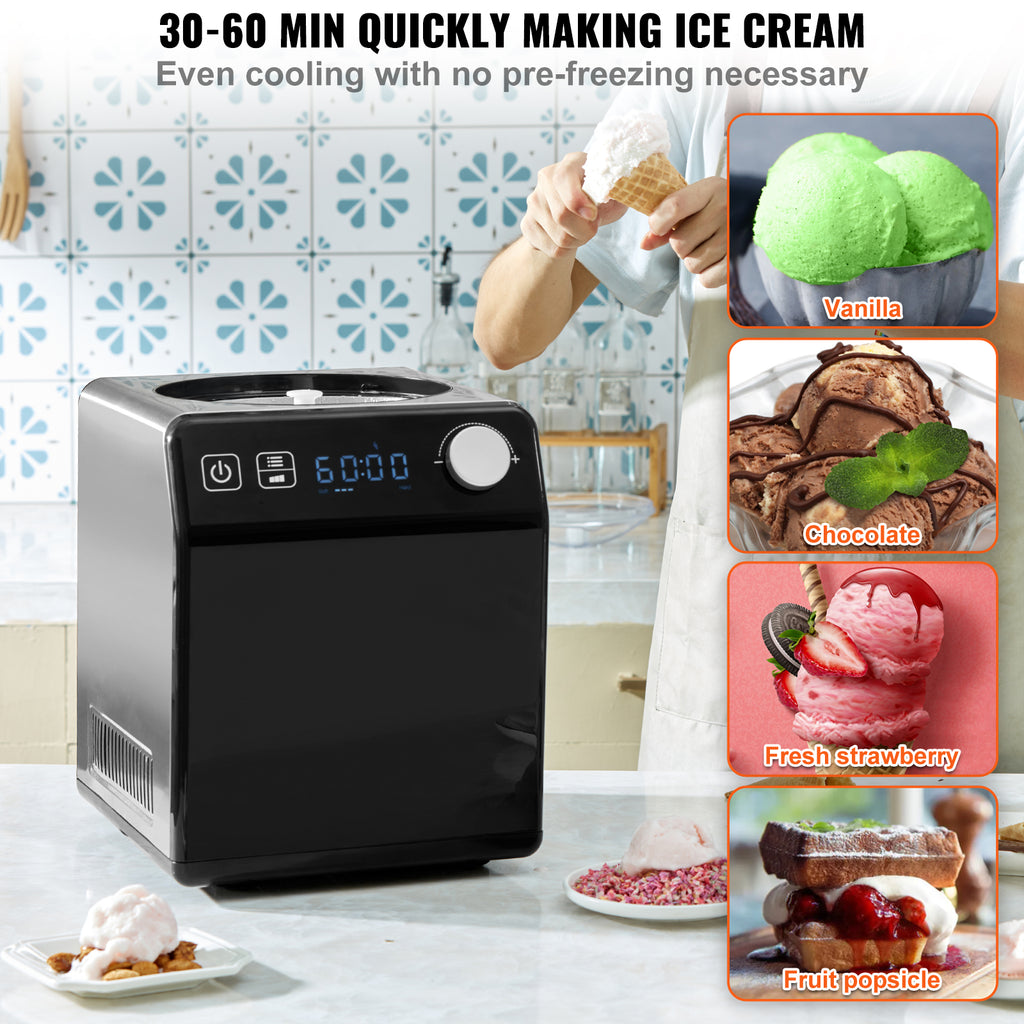 2 Quart Automatic Ice Cream Machine Electric Yogurt Gelato Maker Black S2677
