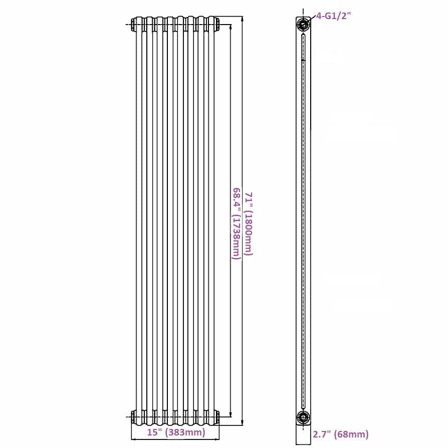 White Cast Iron Style Radiator H120