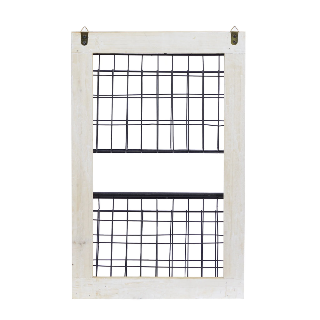Black Metal 2 Slots Magazine Rack Holder with Suspended Baskets Q157