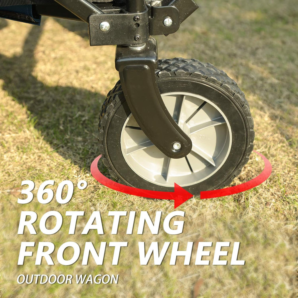 Collapsible Outdoor Folding Wagon Cart with Side Bag Cup Holder L6158
