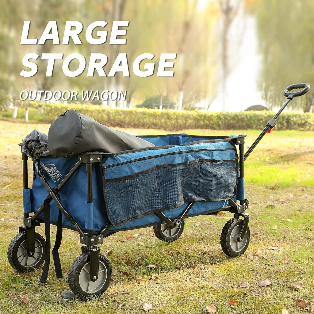 Collapsible Outdoor Folding Wagon Cart with Side Bag Cup Holder L6158