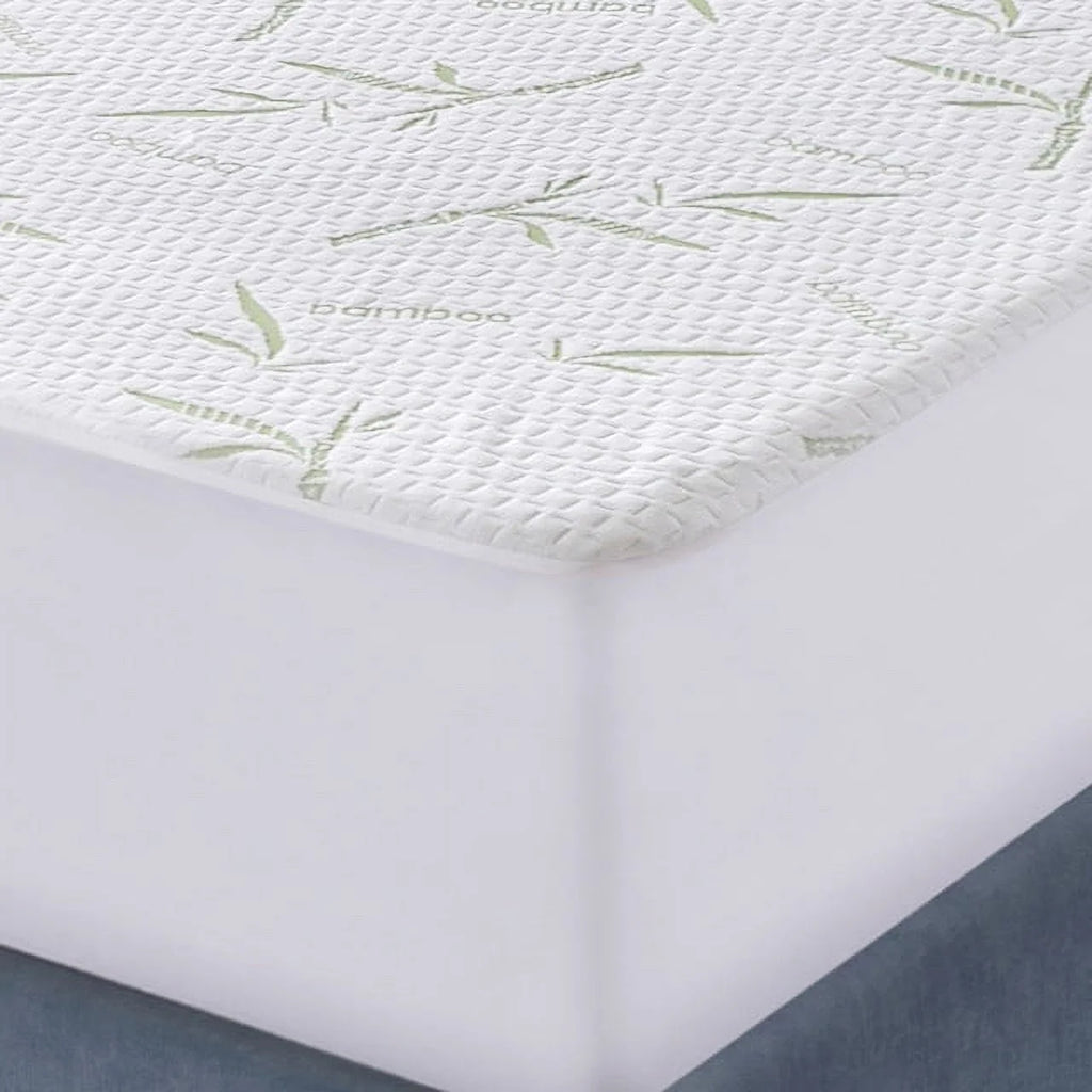 Twin Size Linen Bamboo Waterproof Mattress Protector with Cooling Fabric L5599