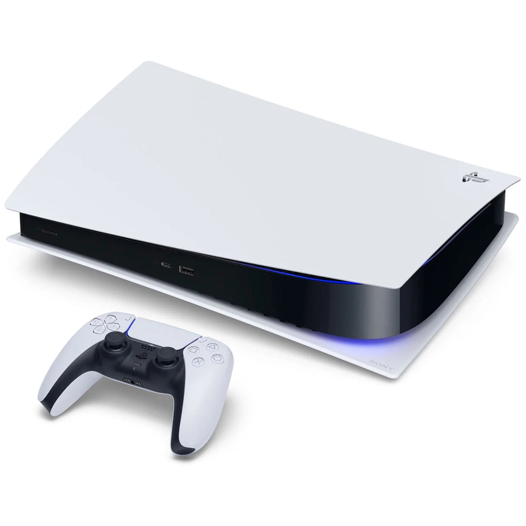 Playstation 5 Digital Edition Console with Extra Blue Controller and Black PULSE 3D Headset Bundle with Cleaning Cloth G49982