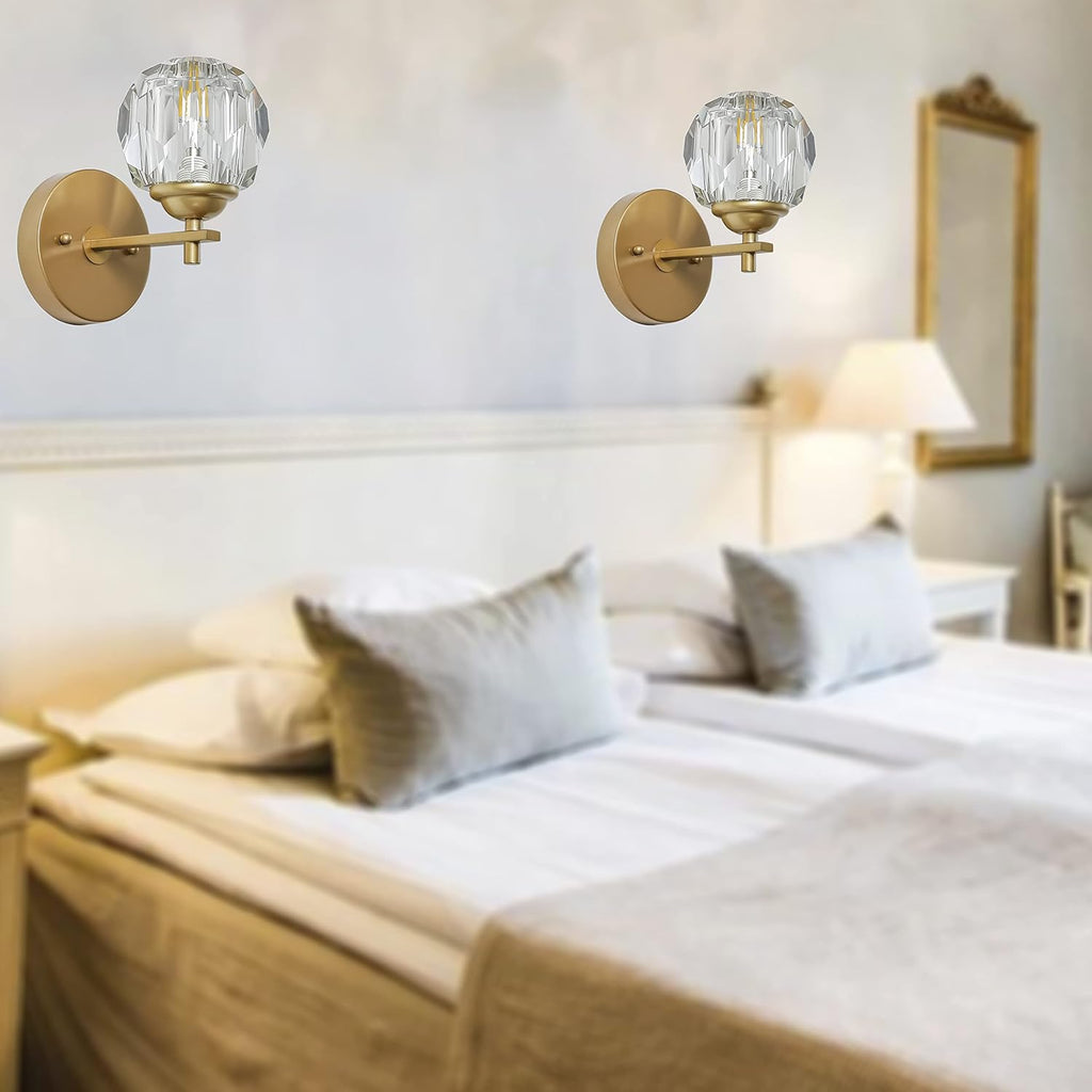 Clear Crystal Gold Wall Sconces Set of Two Z65925