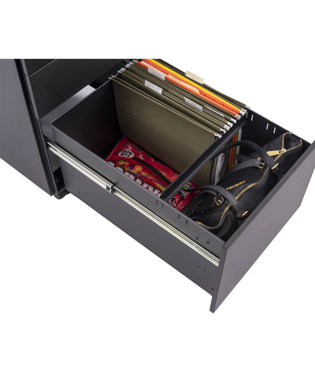 Black Wide 3 Drawer Lockable Rolling File Cabinet K868504