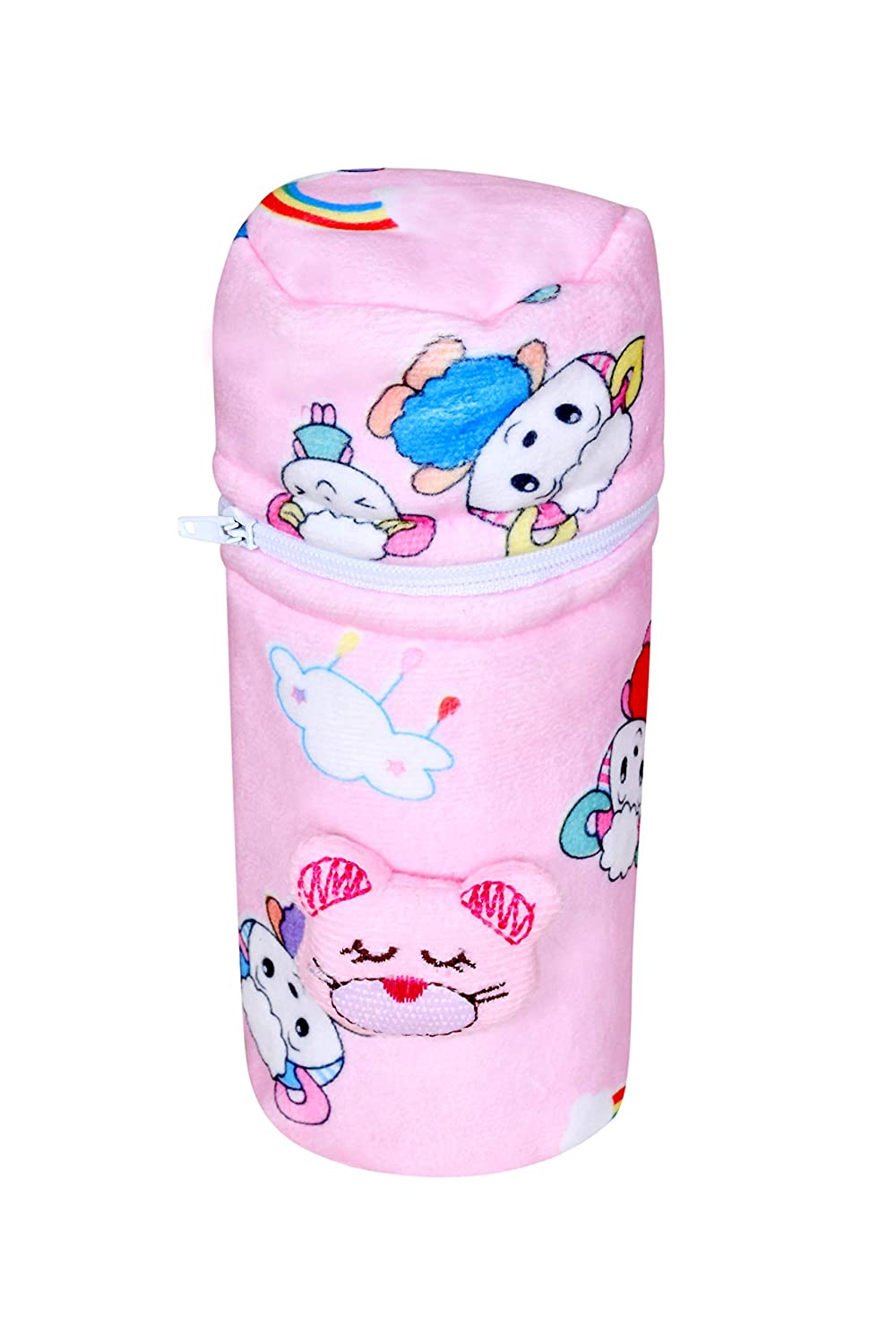 Soft Plush Stretchable Baby Feeding Bottle Cover Pack of 3 Multicolor X1414
