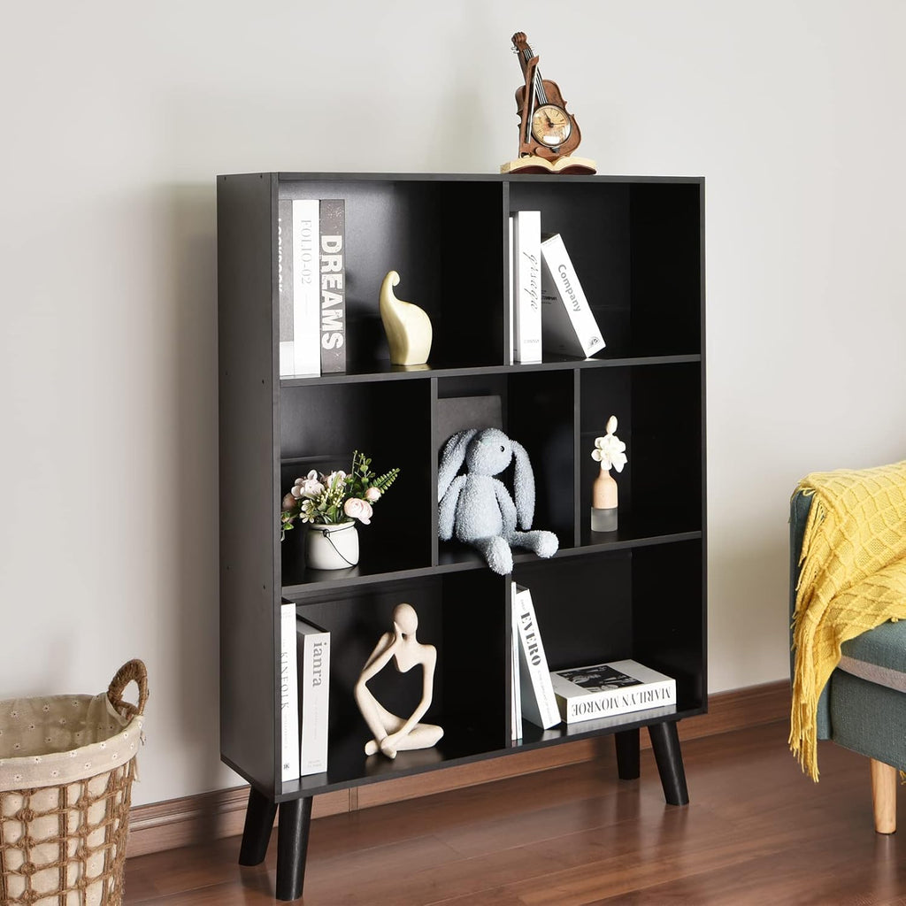 Black 3 Tier Wood Bookshelf U73079