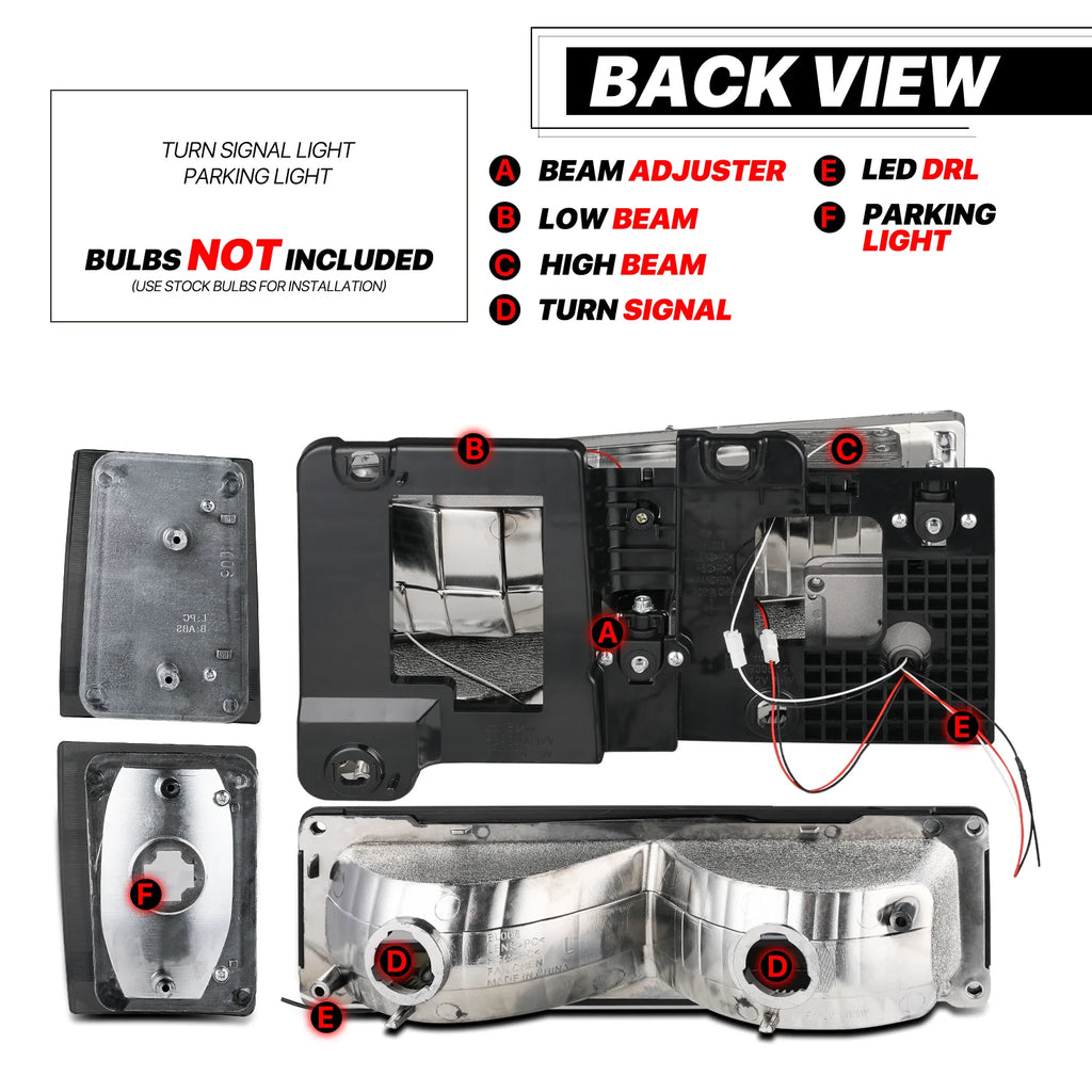 Switchback LED Tube Headlight Assembly with LED Bulbs G7445