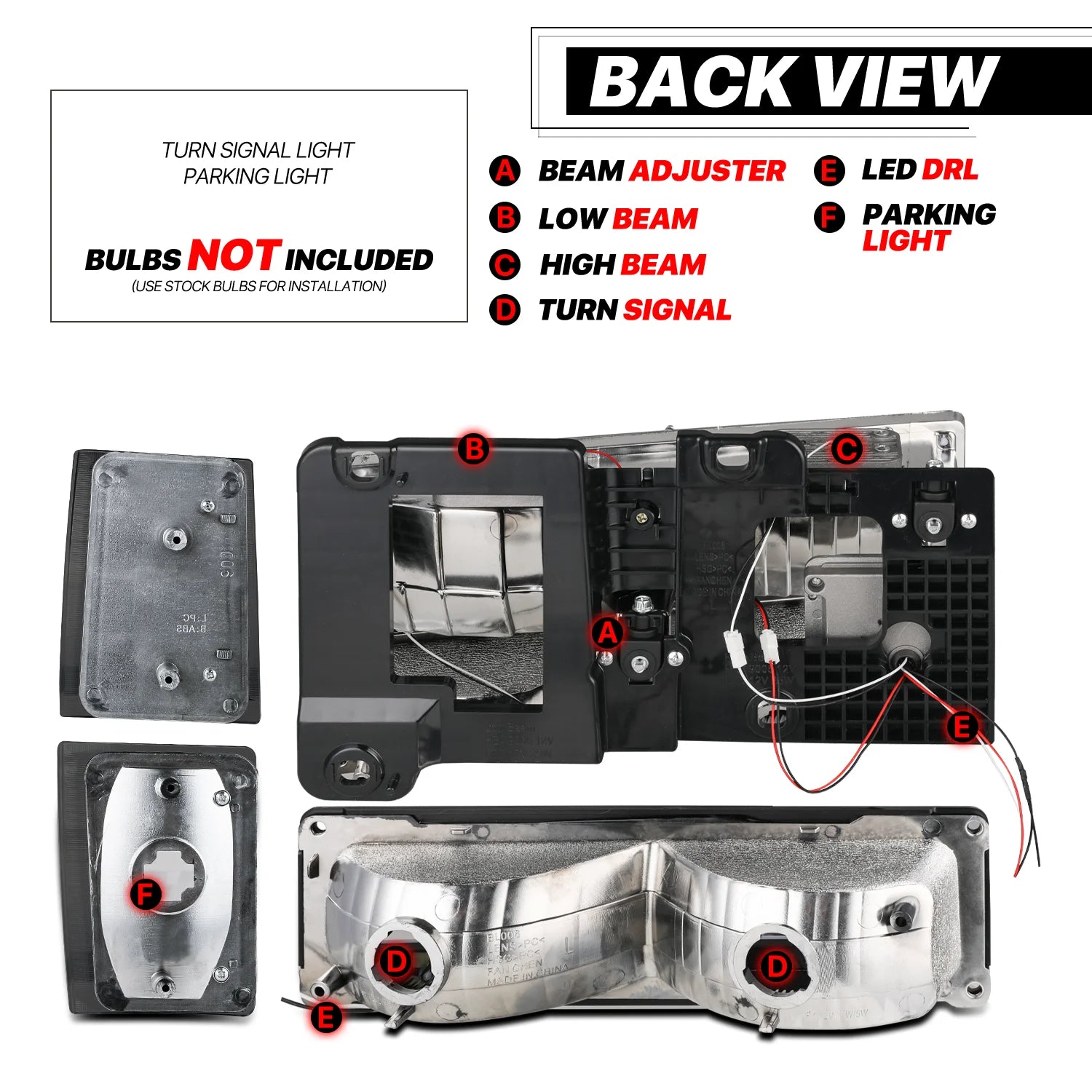 Switchback LED Tube Headlight Assembly with LED Bulbs G7445