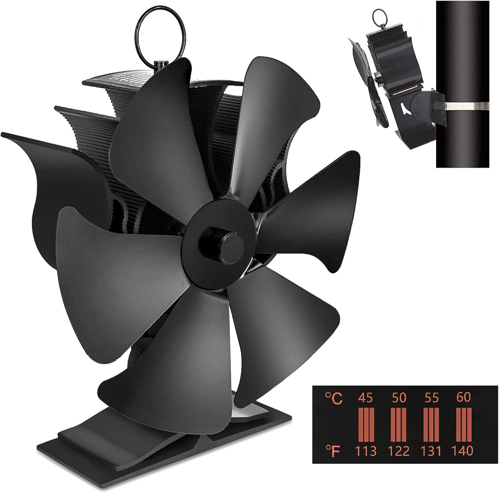6 Blades Stove Fan with Thermometer Strip Y663035