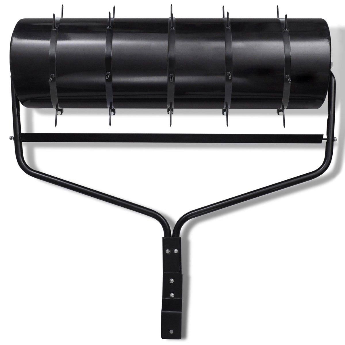 Black Garden Lawn Roller with 5 Aerator Bands J725