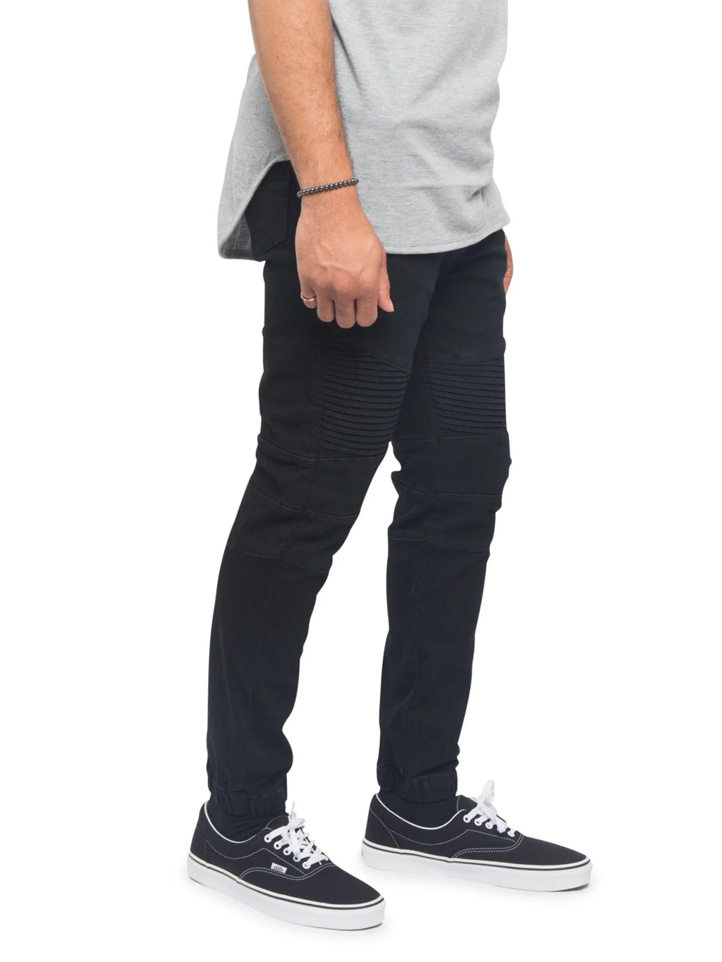 Slim Fit Biker Denim Jogger Jeans Black 4XL P12753