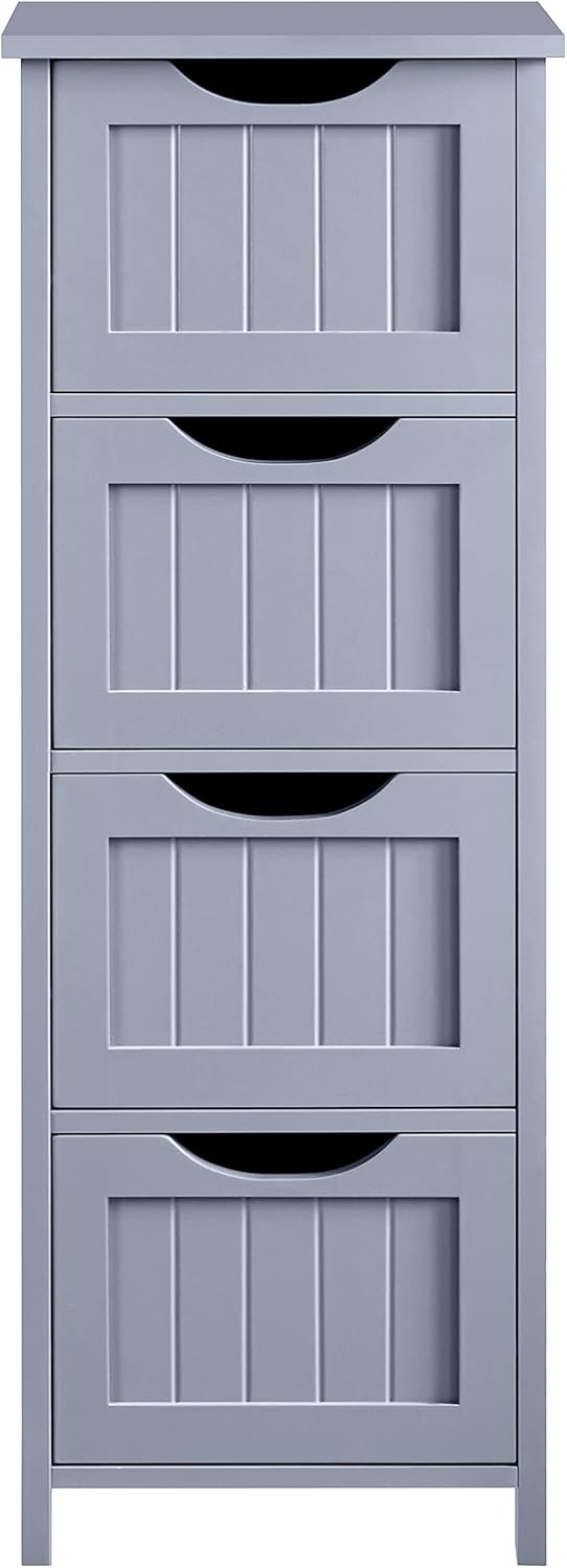 White 4 Drawer Wooden Bathroom Floor Cabinet G779559