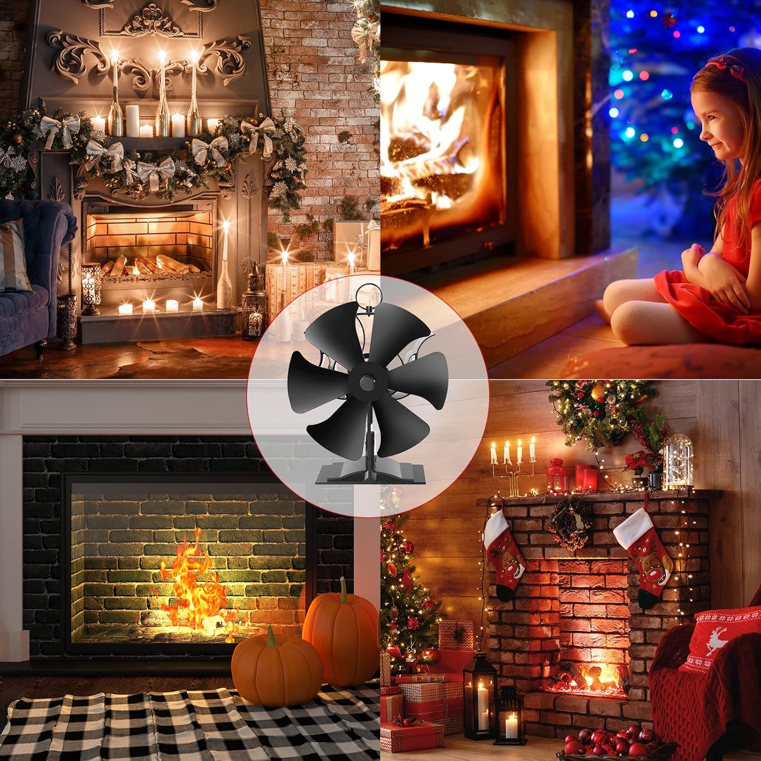 6 Blades Stove Fan with Thermometer Strip Y663035