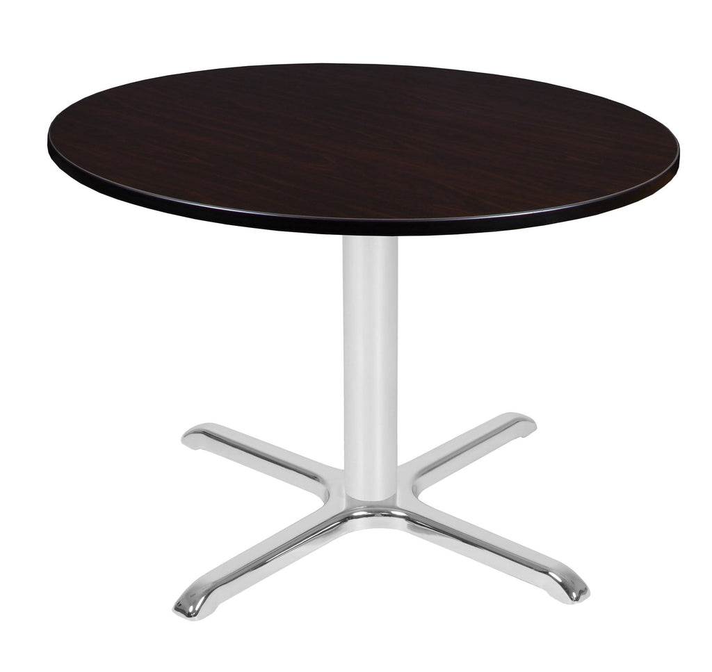 Mocha Walnut/Chrome Round X-Base Table F295619