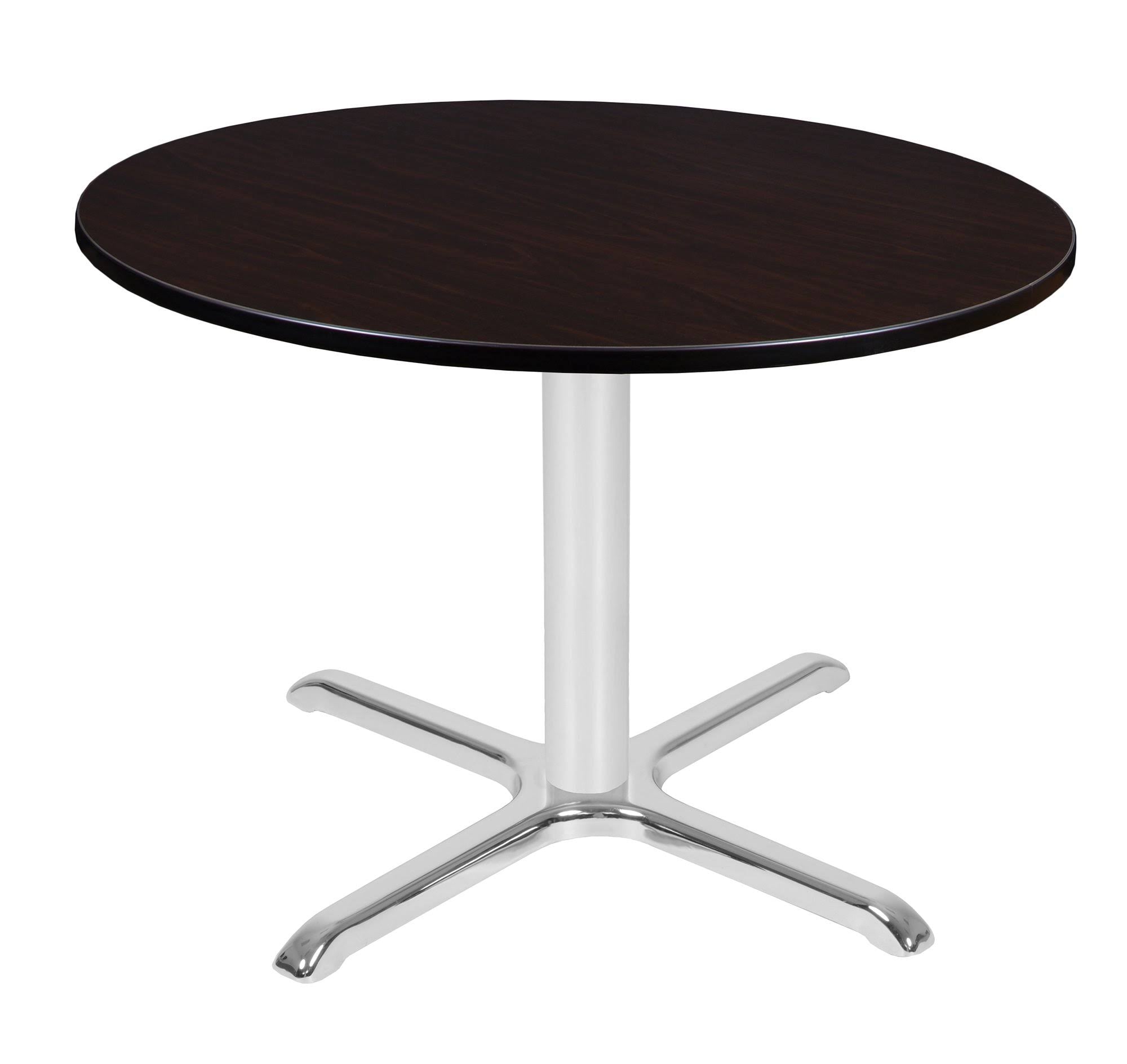 Mocha Walnut/Chrome Round X-Base Table F295619