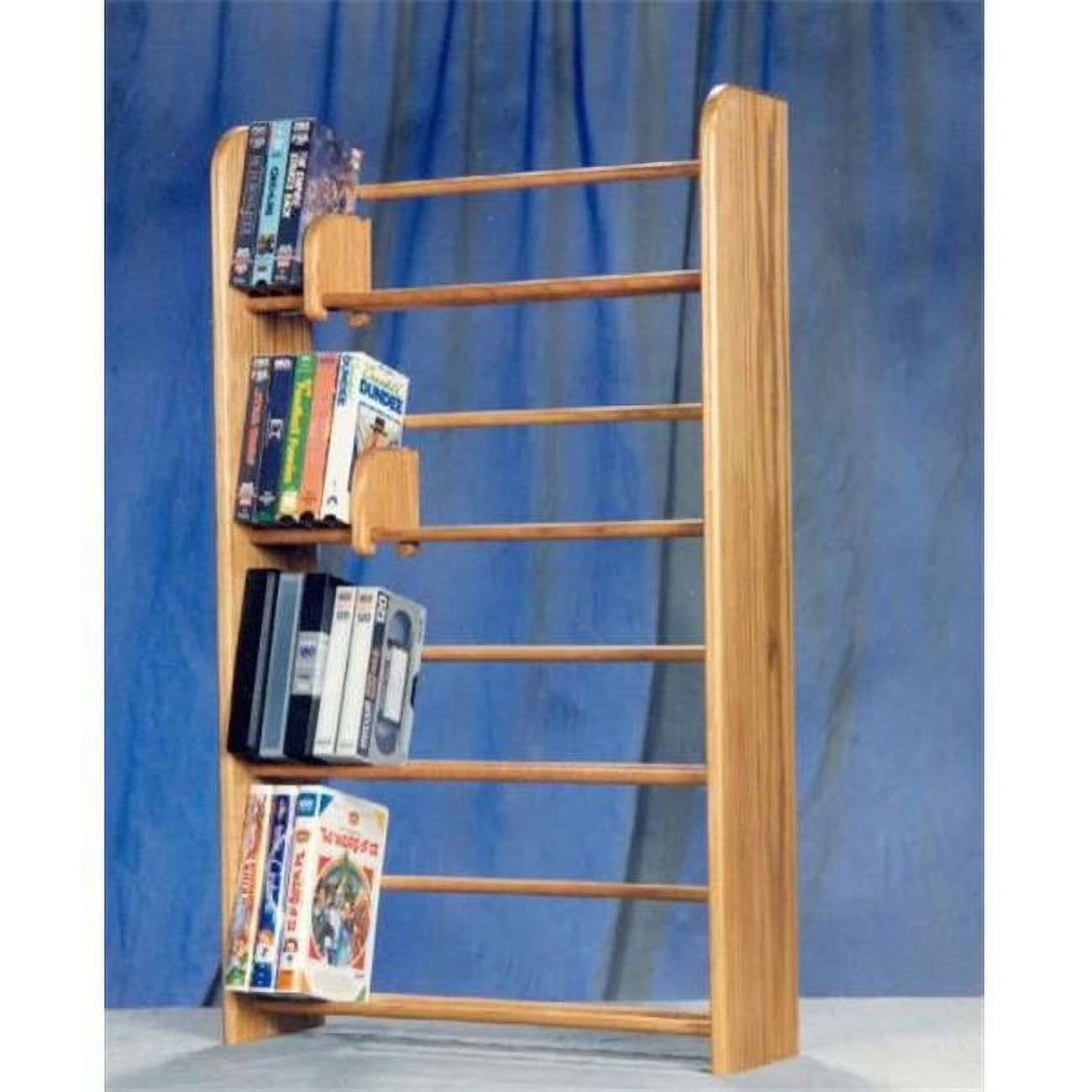 Solid Oak 4 Row DVD-VHS Rack J67617