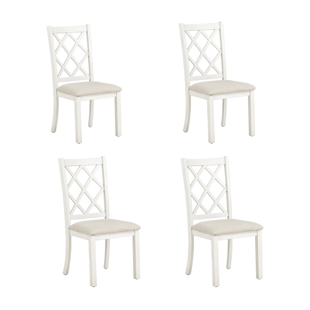 Beige Solid Wood Upholstered Dining Chairs, Set of 4 J37976